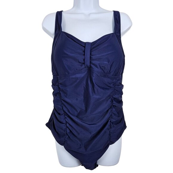 Daci Womens Tummy Control Backless 18W Plus Size Swimwear Adjustable Straps Blue - Picture 3 of 9